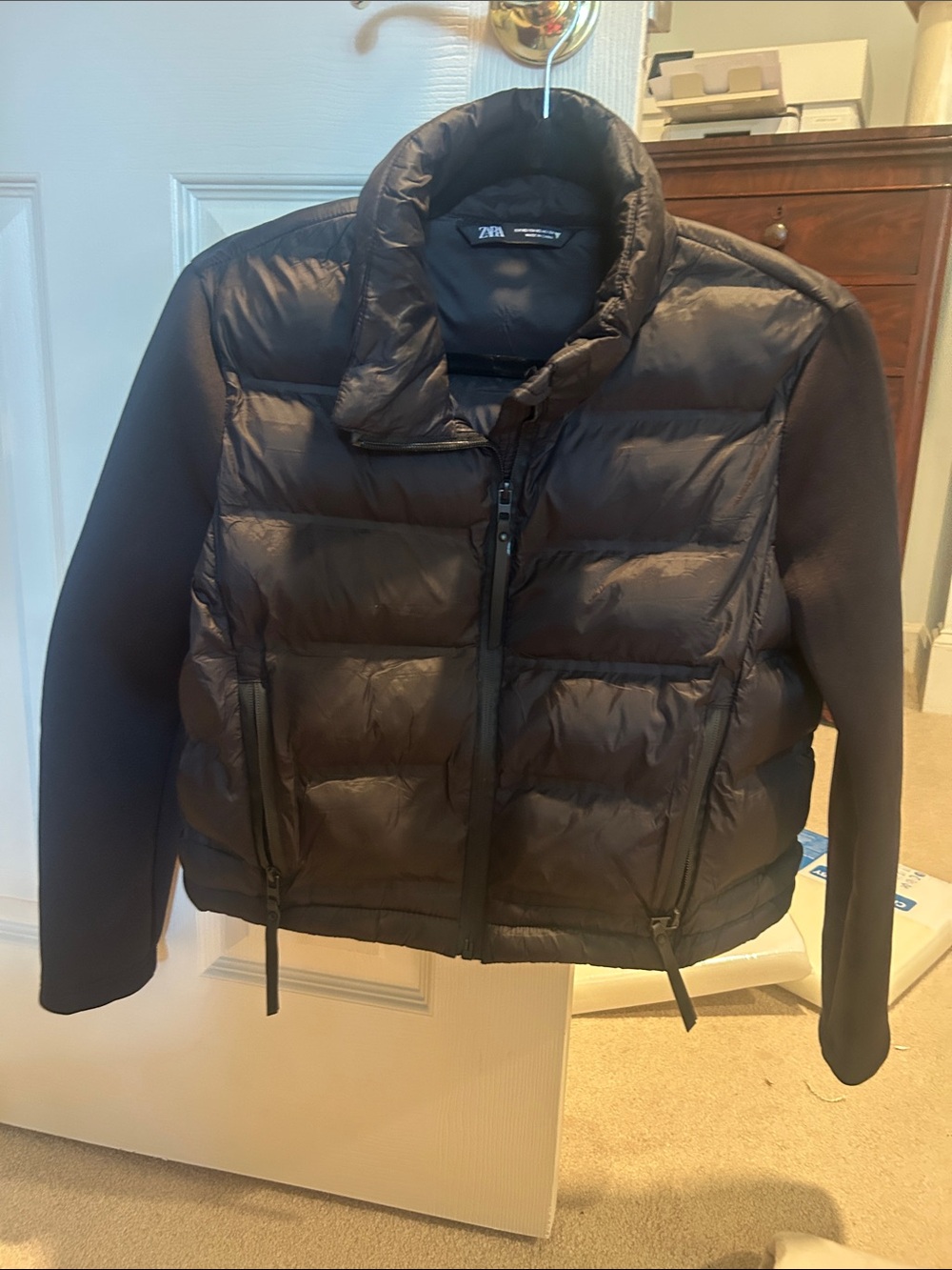Zara Womans Black Hybrid Puffer Jacket